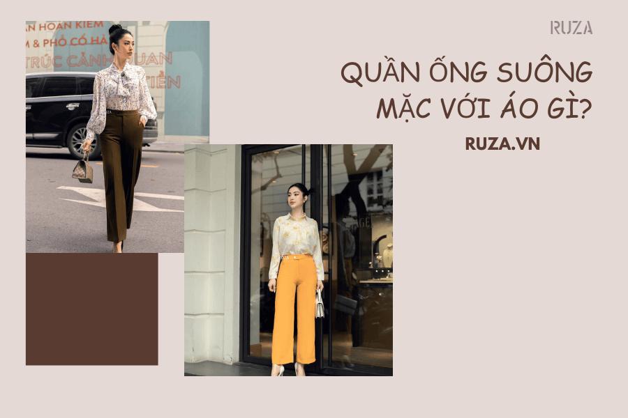 áo mặc với quần ống suông