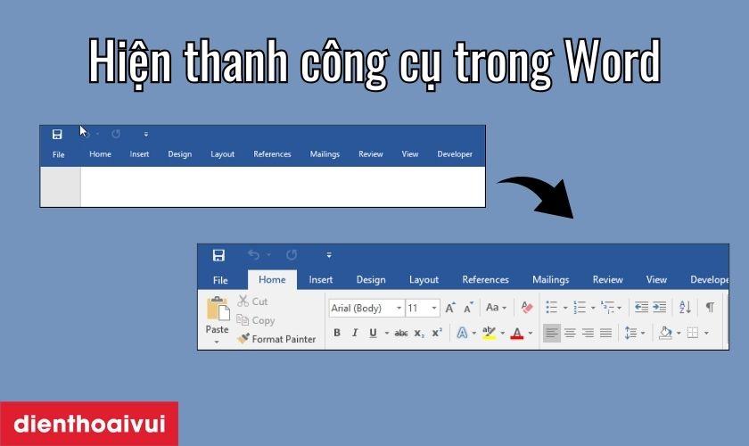 cách hiện thanh công cụ trong word