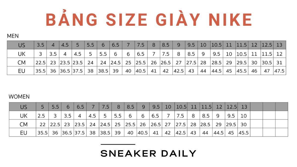 cỡ giày nike