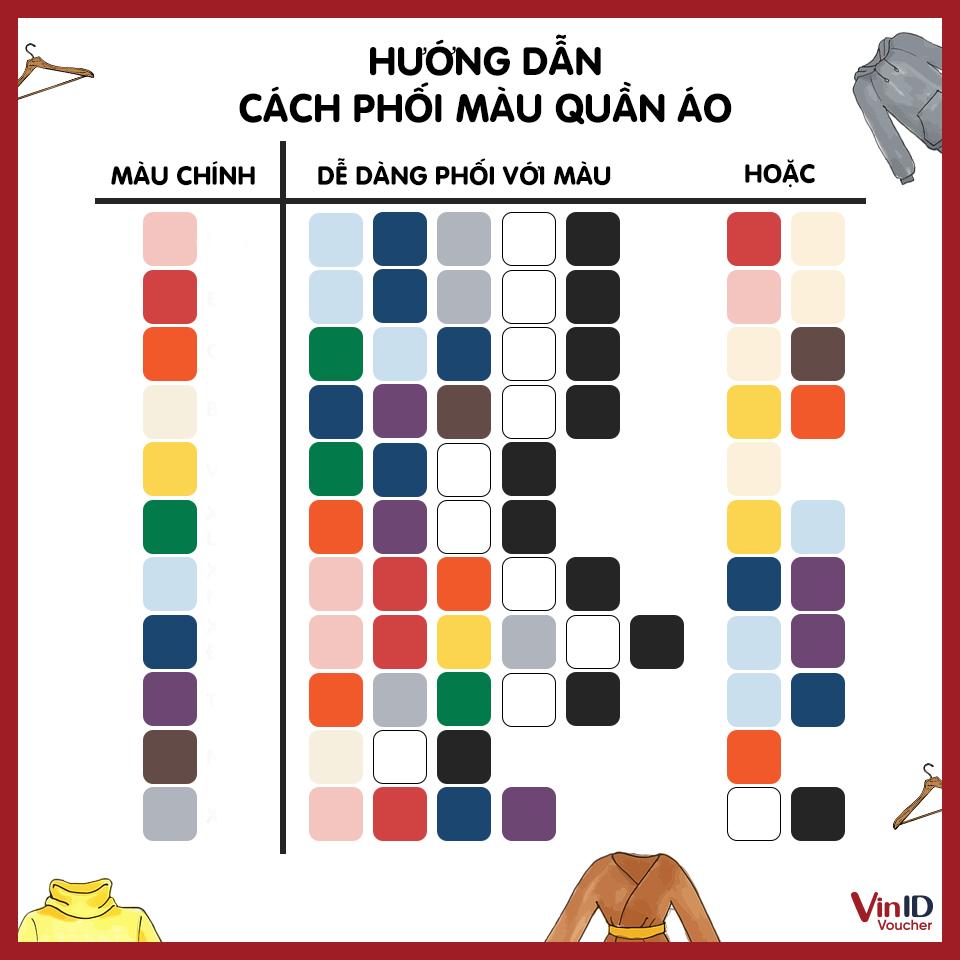 kết hợp màu quần áo