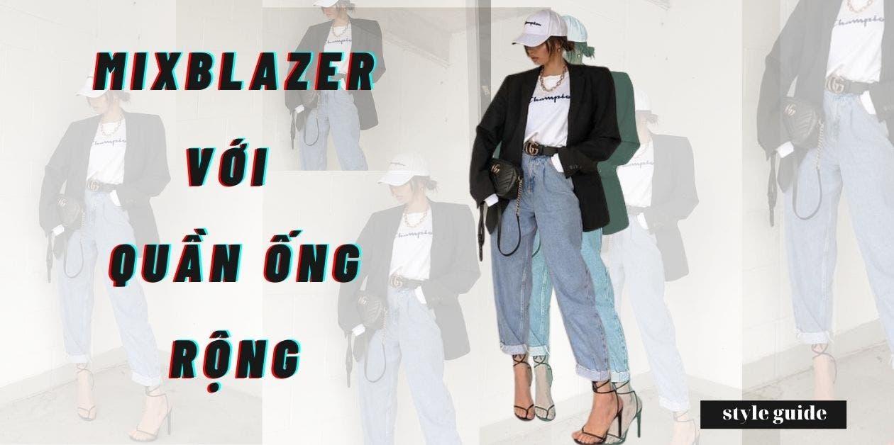 mix blazer với áo sơ mi