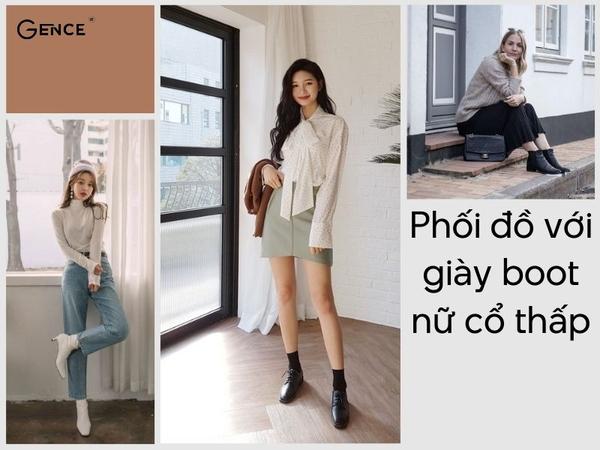 phối đồ với giày boot nữ cổ thấp