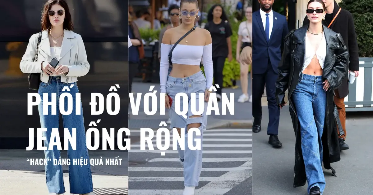 phối quần jean ống rộng với áo gì