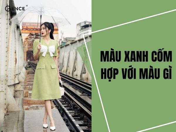 quần màu xanh cốm kết hợp áo màu gì