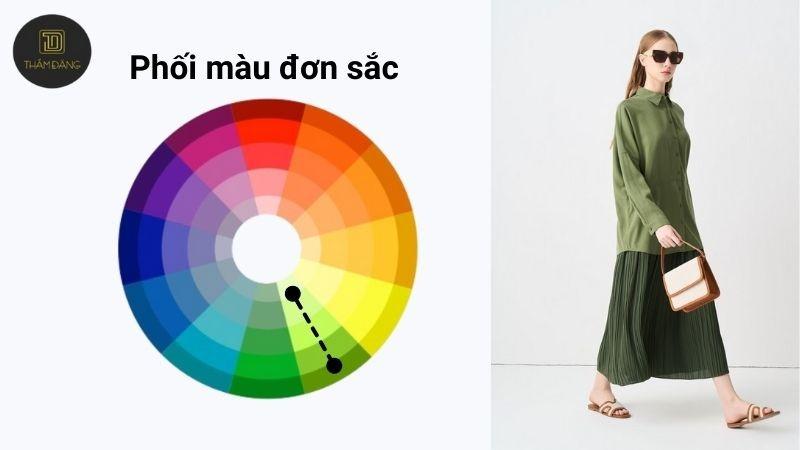 Cách phối màu đơn sắc - 1 tông màu với màu xanh rêu