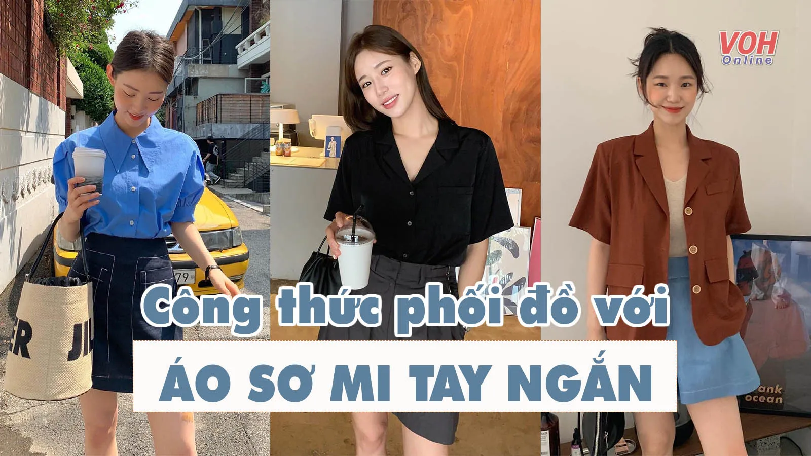 cách phối áo sơ mi tay ngắn nữ