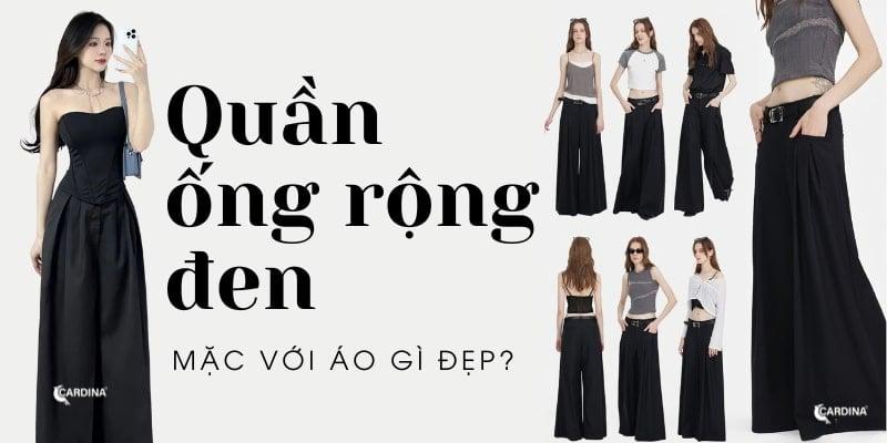 phối đồ với quần ống rộng đen