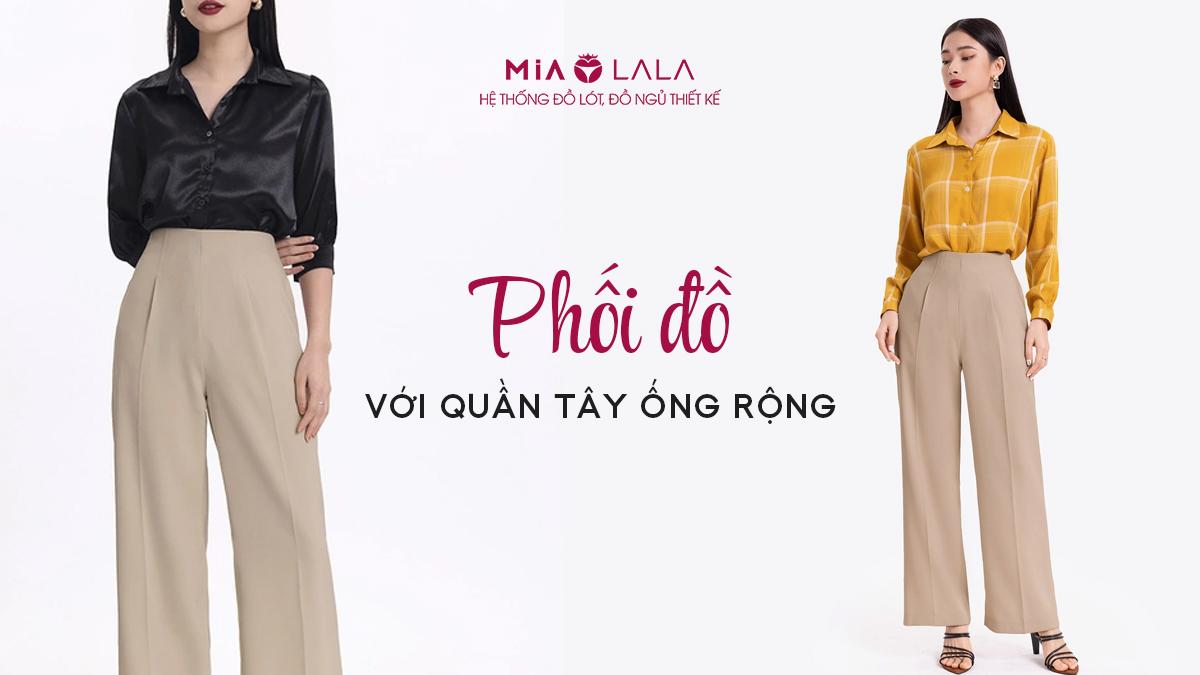 phối quần tây ống rộng