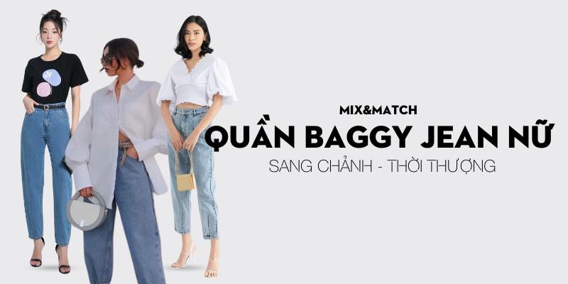 quần baggy jean nữ phối với giày gì