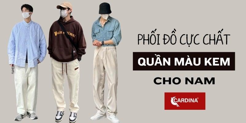 quần tây màu kem phối đồ